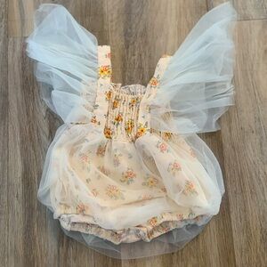 Newborn baby girl wild flower romper